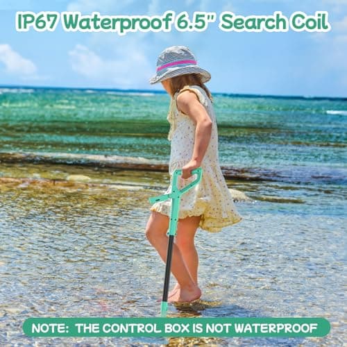 OMMO Metal Detector, Rechargeable Built-in Battery Kids Metal Detector with Funny LCD Display, Adjustable Metal Detectors for Kids with IP67 Waterproof 6.5” Search Coil for Exploring Outdoor