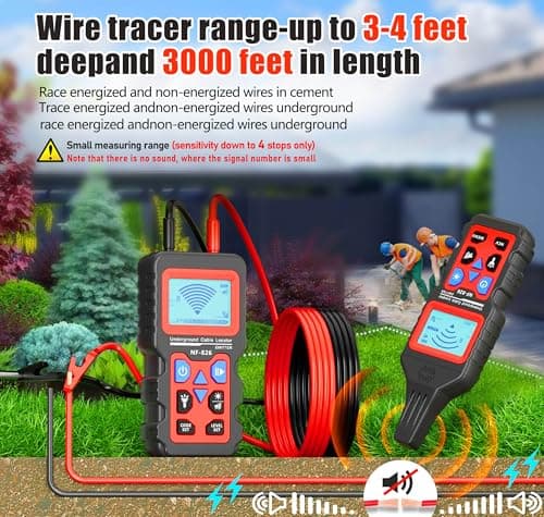 NF-826 Underground Wire Locator & Cable Tracer/Buried Wire Tracer and Cable Locator/Under Ground Circuit Tracer,for Dog Fence Cables Irrigation Control Wires,Tone Generator Kit (Professional Grade)
