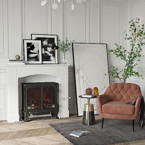 HOMCOM Modern Fireplace Mantel, Surround Mantels for Fireplace with Decorative Pattern Interior Width 29" White