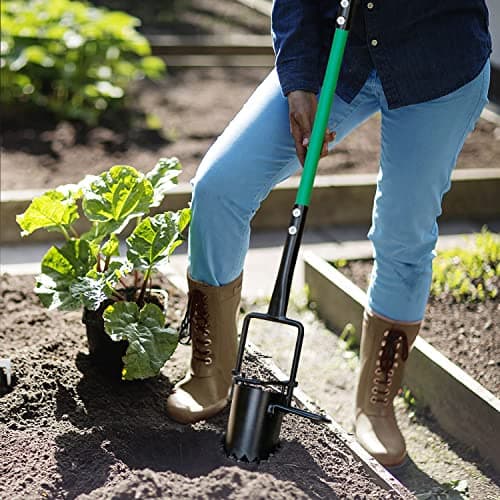 5-in-1 Lawn Plug Garden Tool, Updated Bulb Planter Long Handle for Digging, Weeding, Soil Sampler, Transplanting, Sod Plugger with for Digging Holes to Plant Tulips, Iris, Daffodils