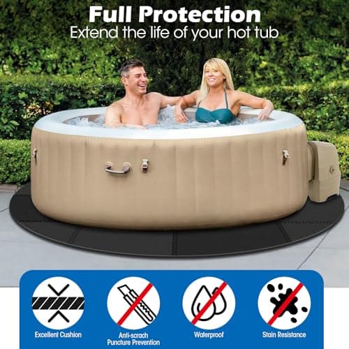 78 Inch Round Hot Tub Mat - Extra-Thick Interlocking Hot Tub Protective Pad Spa Pool Foam Insulation Mat Ground Base Flooring Protector for Portable Inflatable Hot Tub Accessories Outdoor Indoor