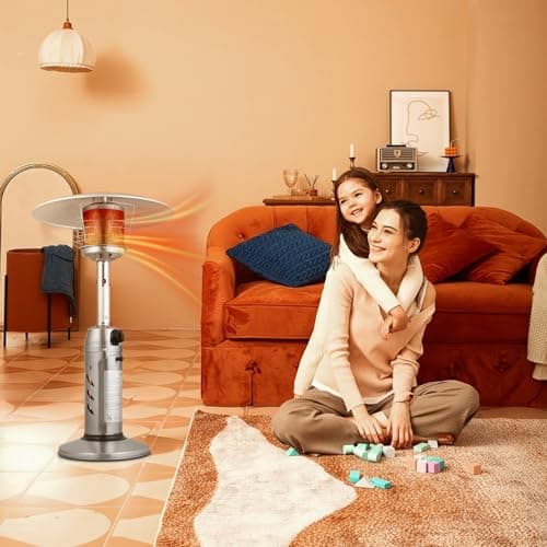 Magshion Portable Tabletop Patio Heater, 11,000 Btu Outdoor Heaters Stainless Steel Outside Gas Heater with Safety Tilt Switch and Burner Screen Guard for Commercial and Residential (Silver)