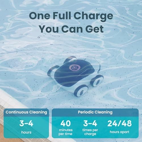 (2025 Upgrade)Higgsinno Cordless Robotic Pool Cleaner, Automatic Pool Robot Vacuum with App, Lasts up to 240 Mins, Ultra-fine Dual Filter Ideal for Above/In-Ground Pool up to 1,076 Sq.ft, ezSpirit 01