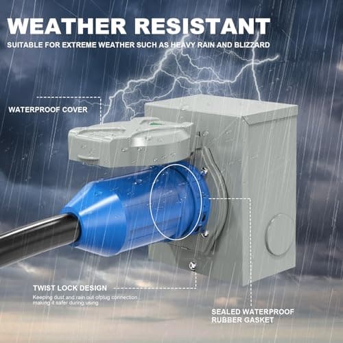 50 Amp Generator Cord and Power Inlet Box, 15FT Generator Cords 50 Amp,125V/250V Generator Power Cord NEMA14-50P/SS2-50R Twist Lock Connector
