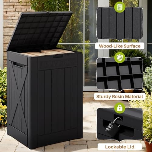 Devoko 48 Gallon Package Delivery Box Outdoor Secure Lockable, Waterproof Deck Box PP Material Storage Container for Porch, Deck (Black, 48 Gallon)