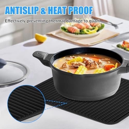 Silicone Trivet Mat Extra Large Heat Resistant, Non-Slip Pot Holder, Multi Purpose Kitchen Hot Pad for Use as a Trivet, Hot Dish Mat, or Utensil Drying Rack 14.2"×11 "