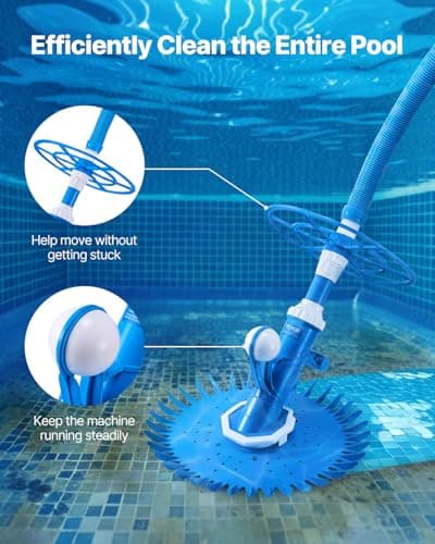 VEVOR Suction Pool Cleaner, Automatic Pool Vacuum Cleaner, Suction Side Automatic Pool Cleaner, Suction Vacuum Pool Sweeper with 12 Hoses, for In-ground Pool and Above-Ground Pool Up to 20 x 35 ft