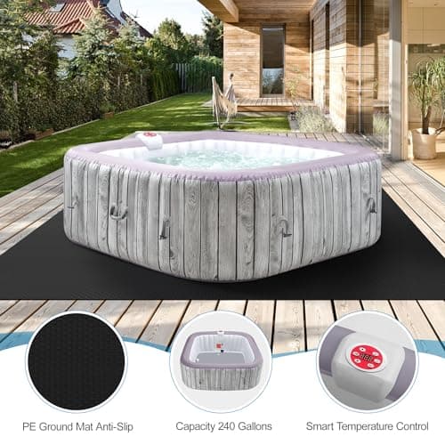 Inflatable Spa Set, Blow Up Hot Tub Outdoor for 4-6 Person, Outdoor Bubble Massage Portable Hot Tub with 130 Soothing Jets, Built in Heater Pump and 6 Filter Cartridges (Square)