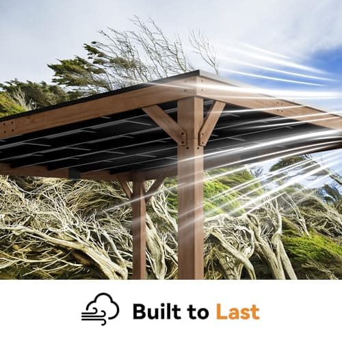 Modern Shade Supreme Cedar Wood Gazebo 12' x 16' with Hardtop Slope Roof, Wooden Grill Gazebo with Durable and Rot-Resistant, Supports Snow Loads and High Wind Speeds, Ideal for Backyard, Deck, Garden