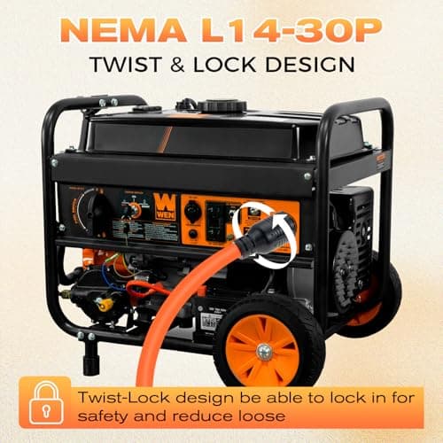 1.5FT 4-Prong NEMA L14-30P Generator Locking to NEMA 5-20R/ 5-15R Generator Distribution Adapter for 30 Amp to 20 Amp 110V Household Breaker