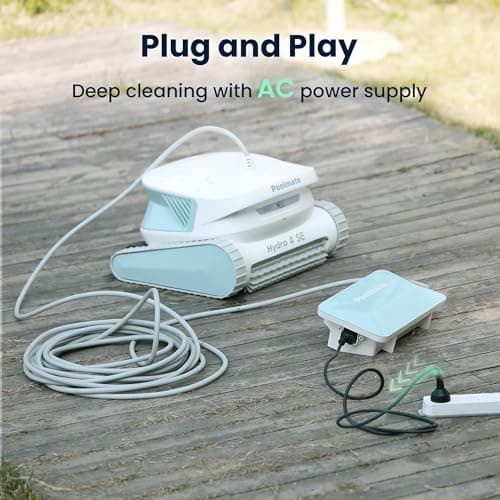 Poolmate Hydro 4 SE Corded Robotic Pool Cleaner, 150W 180μm Class Basket Filter Pool Vacuum with Climbing Walls & Floors, Ideal for Inground Pools Up to 40FT Long Cable