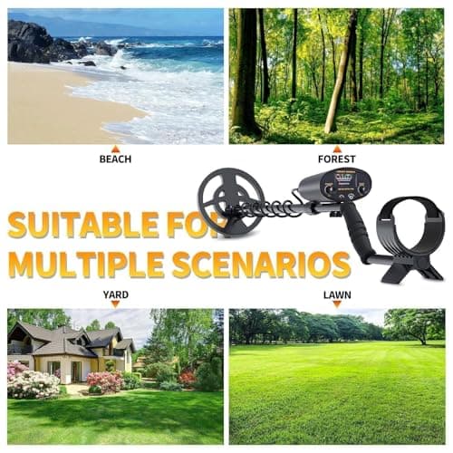 Metal Detector for Adults & Kids - Adjustable Stem, High Accuracy & 10" Waterproof Coil. Disc/All Metal Modes for Coin & Gold Detection by Beginners