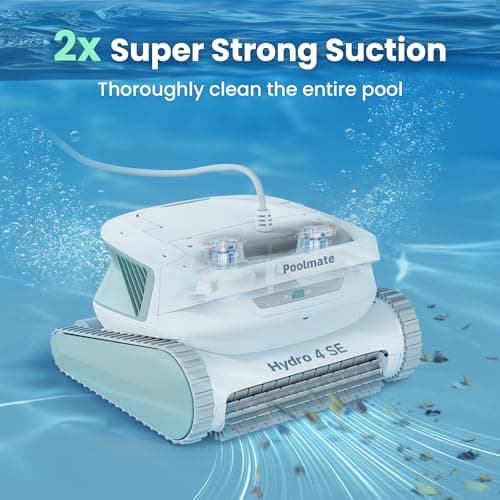 Poolmate Hydro 4 SE Corded Robotic Pool Cleaner, 150W 180μm Class Basket Filter Pool Vacuum with Climbing Walls & Floors, Ideal for Inground Pools Up to 40FT Long Cable