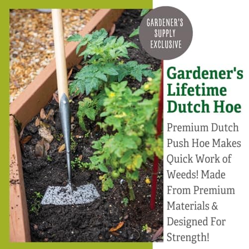 Gardener's Supply Company Lifetime Dutch Hoe | High-Carbon Boron Steel Blade & 54" Long European Ash Wood T-Handle | Easy to Use Gardening Tool