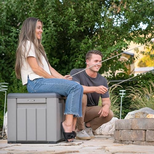 Lifetime Outdoor Storage Cube Deck Box for Patio Furniture Cushions, Toys, Garden Tools, Pool Accessories, 25 Gallon