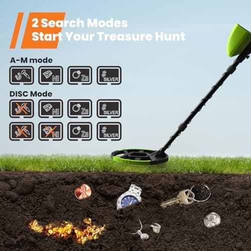 GoGonova Metal Detector for Adults & Kids, Kids Metal Detector, Waterproof Metal Detectors with High Accuracy Lightweight 8" Search Coil, All Metal & Disc Modes for Junior & Youth Gold Detector