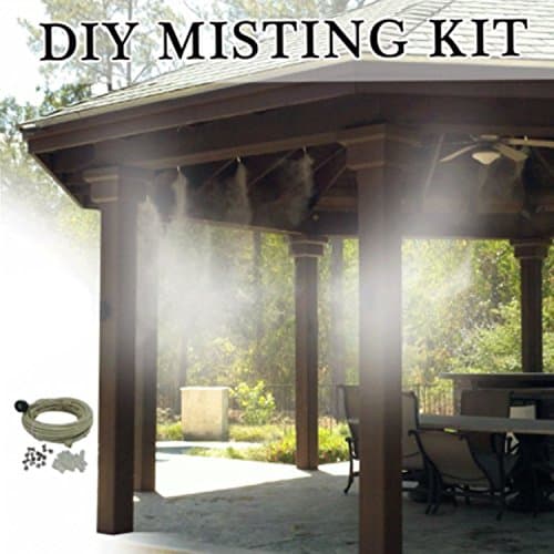 Patio Misting Kit - Pre- Assembled Misting System - Simply unpack and Attach - Cools temperatures by up to 30 Degrees - for Patio, Pool and Play Areas (60 Feet - 16 Nozzles)