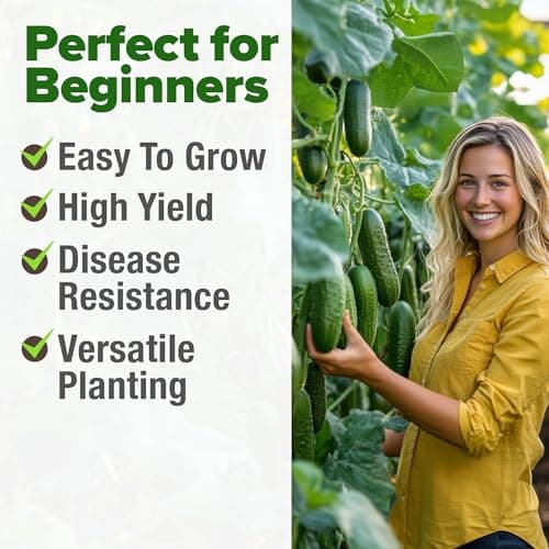 HOME GROWN Organic Cucumber Seeds - 200 Marketmore Heirloom 𝗡𝗢𝗡-𝗚𝗠𝗢 𝗨𝗦𝗔 Vegetable Seeds for Planting in Trellises,Raised Beds,Containers - Beginners and Experienced Gardeners(Cucumis sativus)