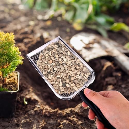 2pcs Gardening Sifter, Sand Compost Sifter with Handle Garden Sifters Compost Sifter Screen Garden Sieve Sifter Potting Scoop for Sand Rocks Dirt Compost