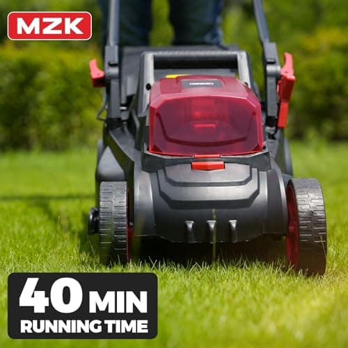 MZK 40V(2 x 20V) 13”Cordless Electric Lawn Mower,with 4-Position Height Adjustment,Compact and Lightweight Push Battery Powered Lawn Mower (2 * 4AH Batteries)