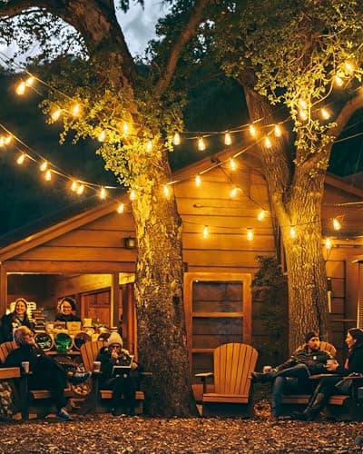 Doukegde 100FT LED Outdoor String Lights, 2700K LED Patio Lights Outdoor Waterproof with 50+2 Shatterproof Vintage Bulbs, Plug in Hanging Light for Porch, Backyard, Garden, Gazebo [Non-Solar]