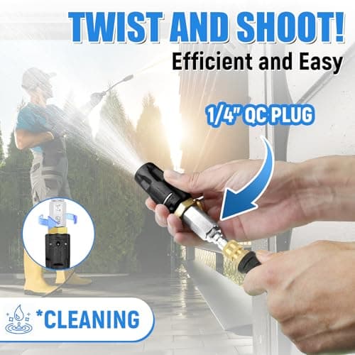 Adjustable Downstream Soft Wash Nozzle， Twist Nozzle 0 to 60° spray pattern with Low to High Reach， for elevated areas and hard to reach， for use with Pressure Washer 3-7 GPM