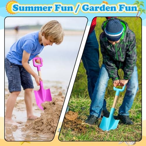 Beach Sand Toys 16" Shovels for Kids Adults, 16 Inch Spade Scoop Gardening Tools, Sandbox Kit Wood Handle Spade for Garden Outdoor Snow Backyard Summer 3 Gift Pack Pink Yellow Blue