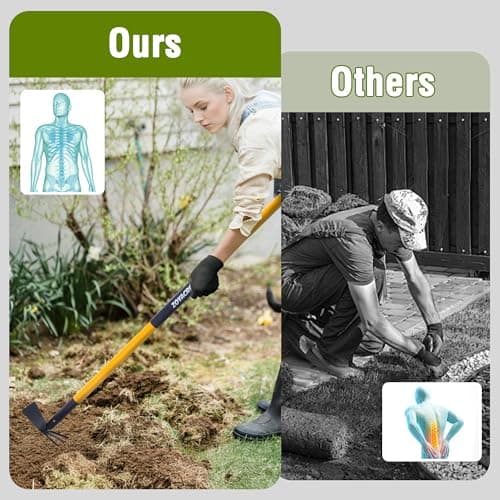 Hoe Garden Tool, Heavy Duty Long Handle Rake Cultivator Manual Weeder for Yard Lawn Patio Garden Planting