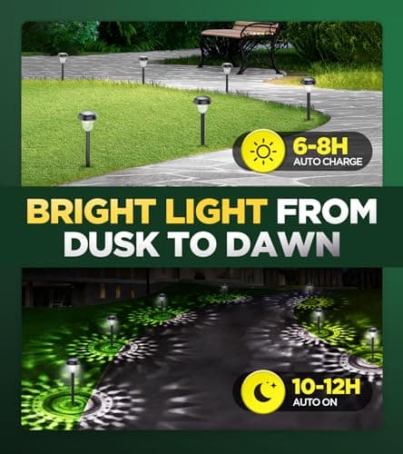 10 Pack Ultra Bright Solar Lights Outdoor Waterproof, from Dusk to Dawn Up to 12H Solar Light for Outside, Auto On/Off Solar Powered Garden Pathway Lights, Landscape Lighting (Cold White)