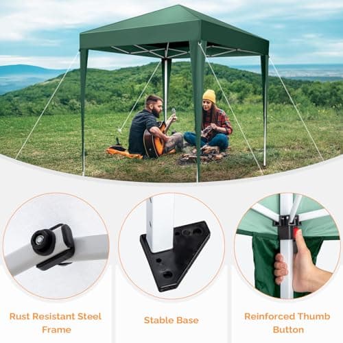 VINGLI 6.5x6.5 Pop Up Canopy Tent with Sidewalls, Outdoor Gazebo Canopy Tent, Patio Event Tents Outdoor Commercial Canopy for Parties (Green)