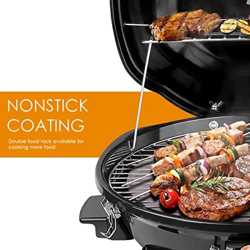 Techwood 1600W Electric Indoor/Outdoor Grill - 15-Serving Removable Stand BBQ with Double Layer Design for Countertops (Black)