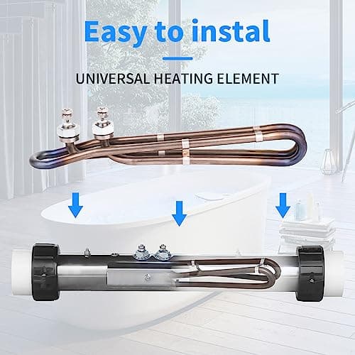 5.5kw Titanium Hot Tub Heater Element for Balboa Spa Heater Element，Flo-Thru Universal Hot Tub Heater Replacement Element（10 in）