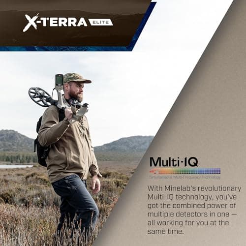 MINELAB X-Terra Elite Bundle, Waterproof, All Terrain Metal Detector for Adults, Multi-IQ Precision Targeting with Simultaneous Multi-Frequency Technology, Includes PRO-FIND 35 Pinpointer