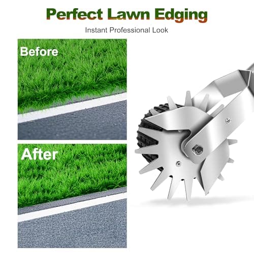 Wheel Rotary Edger Lawn Tool, Manual Grass Edger Trimmer with Adjustable 31.5-60 Inch Stainless Steel Handle, Weed Edger for Sidewalks, Driveways, Garden, Yard, Landscaping, Ergonomic