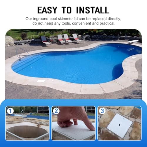 10'' Pool Skimmer Lid/Cover Replacement for Hayward SPX1082E, SP082 1083 1084 1085 SP1086, Square Skimmer Basket Deck Covers Plate for Inground Pools, Heavy Duty Plastic, White, 2 Pack