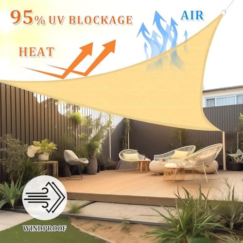 Shade&Beyond Triangle Sun Shade Sail 16'X16'X16' Permeable Canopy Sand for Patio Garden Yard Deck Pergola (We Make Custom Size)