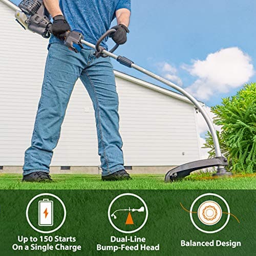 LawnMaster NPTGCP2517B No-Pull Gas String Trimmer with Electric Start 25cc 2 Cycle,17-Inch