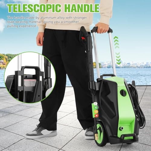 Electric Pressure Washer, 5000PSI 4.0GPM Heavy Duty Power Washer with 33 FT Extension Hose, 4 Quick Connect Nozzles and Foam Cannon for Cars/Fences/Driveways/Patios/Home Cleaning, Green