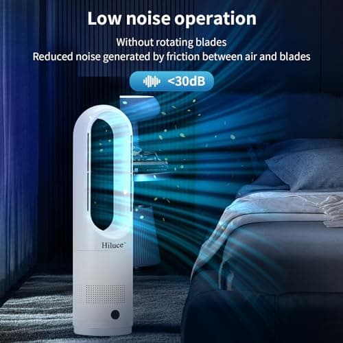 Oscillating All Season Bladeless Fan, 1400W Space Heater & 40W Cooler Fan Combo with Remote,Installation Free Quiet Fan,Tip-Over Switch80°Oscillating, 8 Speeds, 9H Timer,22 inch