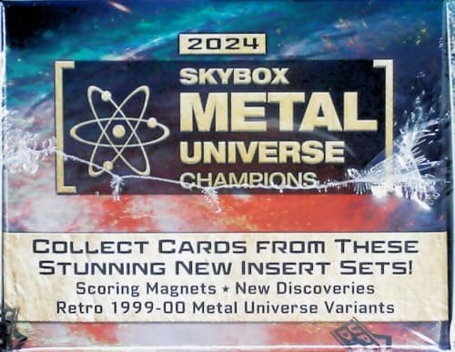 2024 Upper Deck Skybox Metal Universe Champions Factory Sealed Blaster Box. 5 Packs of 7 Cards. Features High-End Prospects, Young Stars and Legends Across the Sporting World. Look for Blaster Exclusive Skybox Premium Gold and Gold Auto Cards.