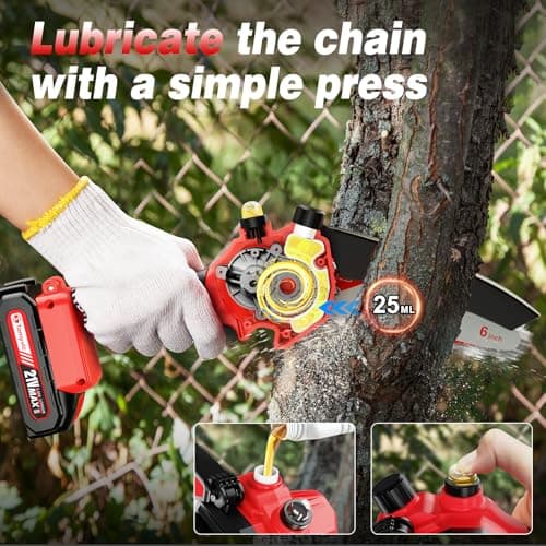 Electric Mini Chainsaw Battery Powered - 6 Inch Cordless Handheld Power Chain Saw With Charger For Trimming On Tree Branches, Wood Cutting, Pruning Limbs To Yard Clean-Up & Gift-Ready