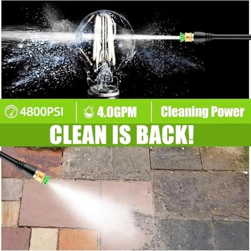 4800 PSI Electric Pressure Washer- 4.0 GPM High Power Washer with 33FT Hose Reel M22-14mm, 4 Nozzles and Foam Cannon, powerwashers for Home, Cars, Fences, Patio, 2025 Upgraded (Green)