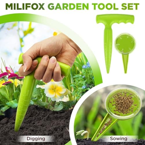 Planter Planting Dibber and Hand Dibbler Gardening Tool with Measurement for Sowing Seeds Bulbs Flower Vegetable Digging Garden Enthusiasts(Light Green)