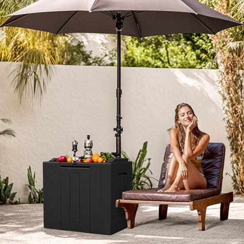Devoko 31 Gallon Waterproof Outdoor Storage Box Resin Deck Box Lockable and UV Resistant for Patio Furniture,Garden Tools (Black)