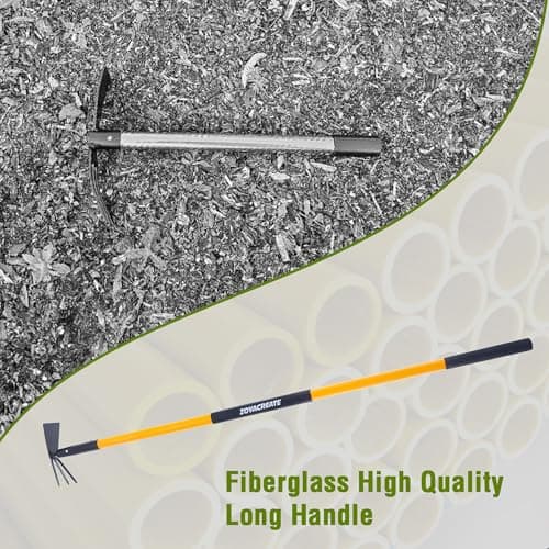 Hoe Garden Tool, Heavy Duty Long Handle Rake Cultivator Manual Weeder for Yard Lawn Patio Garden Planting