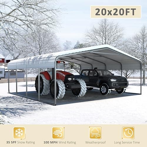 VEIKOU Metal Carport, Car Ports 20x20 Heavy Duty for Snow, Carports with Innovative Assembly Structure, Metal Garage Shelter for Car, Boat, Truck