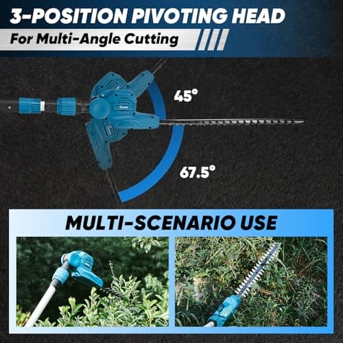 Saker Pole Saw and Pole Hedge Trimmer for Tree Trimming,66.9-98.4Inch Electric Pole Saw and Hedge Trimmer with Extension Pole,Cordless Electric Trimming Tools with Pole and 2.0Ah Battery & Charger