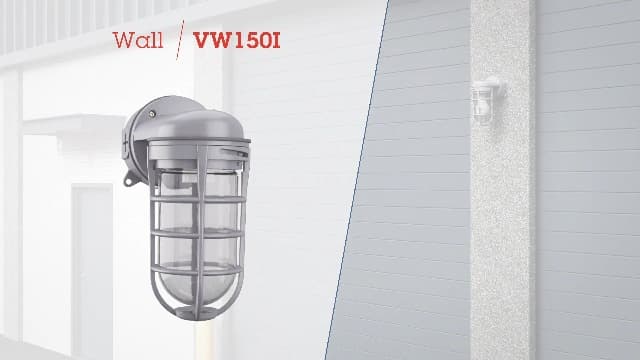Lithonia Lighting Jelly Jar Light Fixture, Incandescent Utility Vapor Tight Wall Lamp, Industrial Style Wall Light for Indoor and Outdoor Use, 150W, 120V, Includes Junction Box, Grey (VW150I M12)