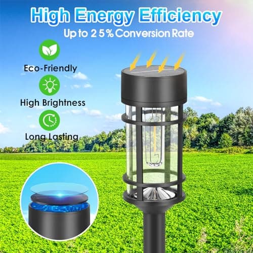 8 Pack Solar Pathway Lights Outdoor, LED Solar Garden Lights Glass Stainless Steel Solar Landscape Lights Up to 12 Hrs Outdoor Solar Lights for Lawn Yard Walkway Driveway