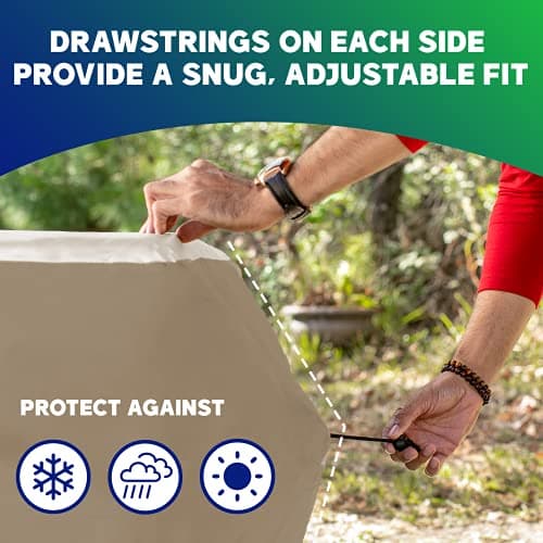 YardStash Deck Box Cover - Heavy Duty, Waterproof Covers for Outdoor Cushion Storage and Large Deck Boxes - Protects from Rain, Wind and Snow - XL - Tan